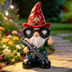 Funny Gnome Statue Outdoor Decor, Naughty Middle Finger Gnome Figurine by Newinhome