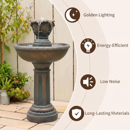 Sunlinua 45" 3-Tier Outdoor Water Fountain with Quiet Pump - Image 5