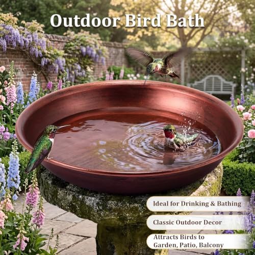 Bird Bath Bowl Outside, Large Bird Bath Bowl Replacement, Standing - Image 4