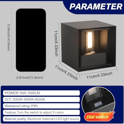 Outdoor Wall Lights 3CCT Adjustable, Up and Down Wall Sconce 4 Pack - Image 5