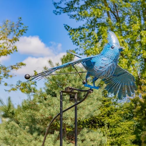 Large Rocking Animals with Flapping Wings Garden Stakes (Blue, Blue Jay) - Image 5