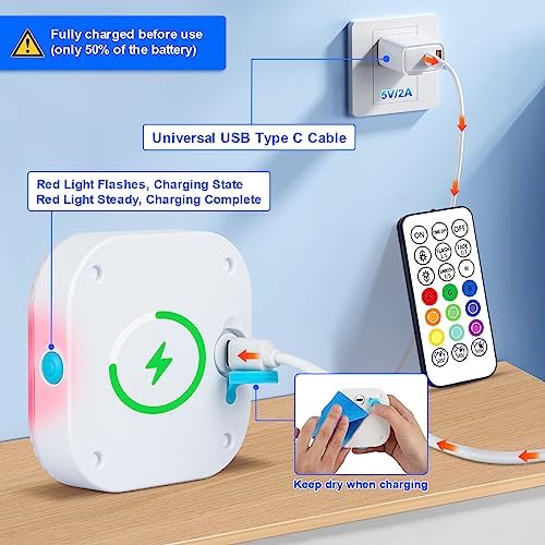 Submersible LED Lights with Remote, Waterproof Underwater LED Light Rechargeable Battery 16 Color Changing Lamp Magnetic Floating Submersible Lights for Pool Vase Aquarium Decor - Image 6
