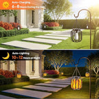 TomCare Solar Lights Outdoor 4 Pack Flickering Flame Metal Hanging Lanterns - Image 7