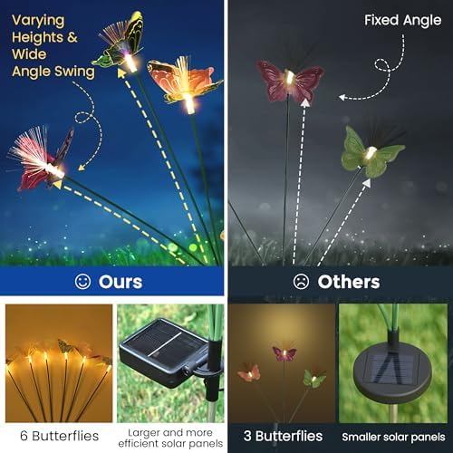 Solar Garden Lights,6Pack Swaying Butterfly Lights Garden Decor - Image 5