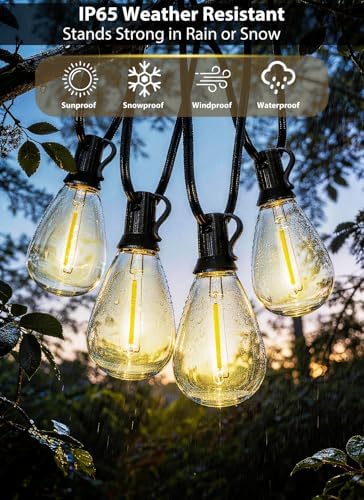 150FT Outdoor String Lights with 50+2 S11 LED Bulbs, Waterproof Dimmable Patio Lights with Remote, Shatterproof E12 Hanging Bistro Lights for Backyard, Porch, Garden, Deck Outdoor Decor - Image 7