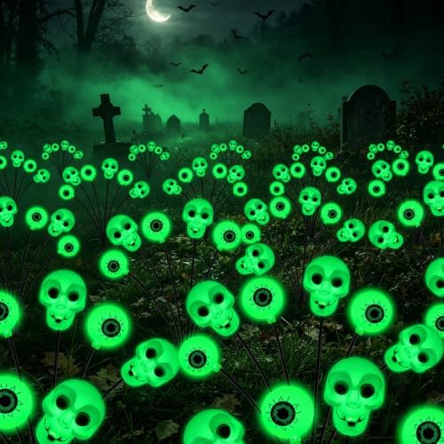 6 Pack Halloween Decorations Outdoor Solar Scary Eyeball Lights (Green) by yulloyello