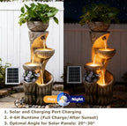 4 Tiered Solar Water Fountain Outdoor Garden Waterfall Fountains - Image 5