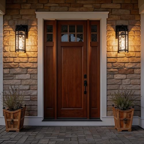 Outdoor Wall Light Fixtures, Waterproof Front Porch Light, Modern Exterior Lighting with E26 Socket, Wall Sconce Lantern Lamp, Black Outside Light for Front Door, House, Garage, Patio (2 Pack) - Image 3