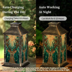 Solar Lantern Retro Abstract Stained Glass Outdoor Waterproof Garden Hanging Lantern Solar Powered Lighting Outside Solar Light for Patio Yard Camping, Gifts for Women Mom - Image 4