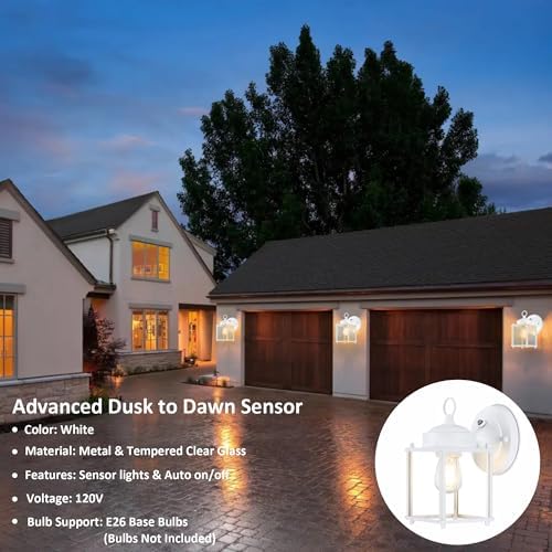 GRUENLICH Outdoor Wall Light Fixture, Clear Glass, White, 4 Pack - Image 7
