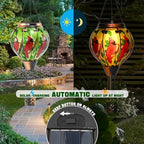 Hot Air Balloon Solar Lantern - Cardinal Bird Glass Lantern, Simulated Flickering & Dancing Flame, Outdoor Hanging Yard Light Waterproof IP65 for Patio Lawn Porch Decor Gift - Image 3