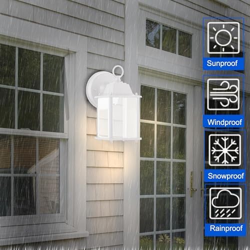WISBEAM White Outdoor LED Wall Lantern, 2 Packs Outdoor Porch Light Fixture, Aluminum Housing Plus Glass, Wet Location Rated, ETL Qualified, 3000K - Image 3