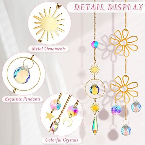 Ysleen 16 Pcs Hanging Crystals Suncatcher for Window with Chain, Rainbow - Image 3