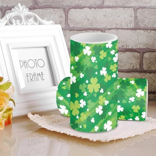 Painting Shamrocks Flameless Candles with Remote Battery Operated Candles with Timer St Patrick's Day Flickering LED Battery Operated Elictric Pillar Tealights for Patio Porch - Image 4