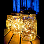 Mason Jar Solar Lights,8 Pack 30 Led Fairy Hanging Jar Lights,Solar Lanterns for Outdoor Patio Party Garden Wedding Christmas Decor Lights(Mason Jars/Handles Included) - Image 3