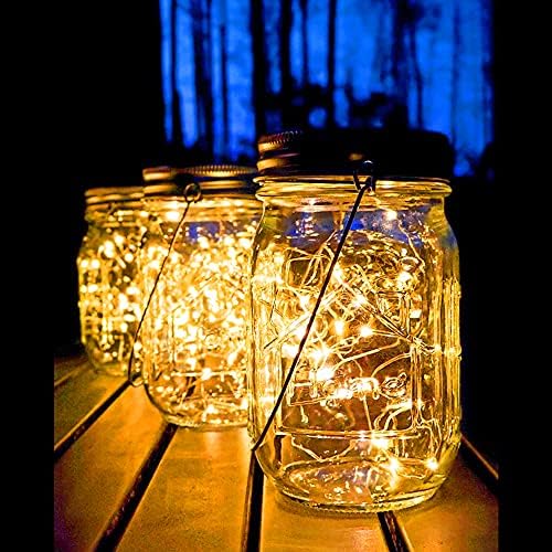 Mason Jar Solar Lights,8 Pack 30 Led Fairy Hanging Jar Lights,Solar Lanterns for Outdoor Patio Party Garden Wedding Christmas Decor Lights(Mason Jars/Handles Included) - Image 3