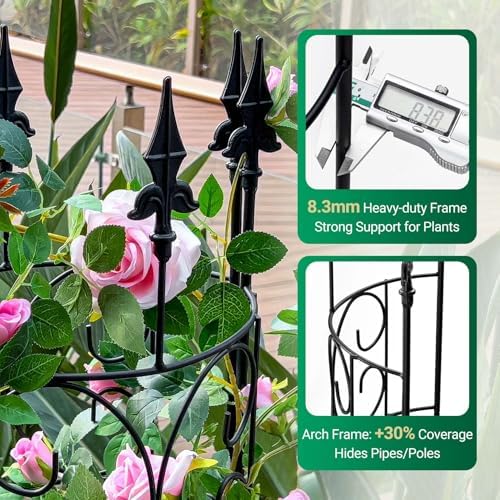 2 Pack 56.7'' H x 12'' W Garden Trellis for Climbing Plants Outdoor, Rustproof Metal Garden Flower Trellis, Rose Trellis for Outdoor Indoor Climbing Plants Clematis Vines Flowers Potted Plants, Tomato - Image 3