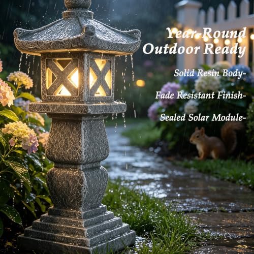 Resin Solar Pagoda Garden Statues for Yard and Garden Unique Zen Decor - Image 6