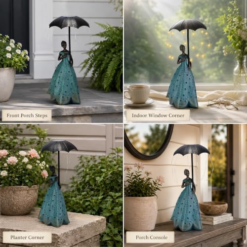 Solar Fairy Garden Statue: Outdoor Figurine with Umbrella Lights - Image 6