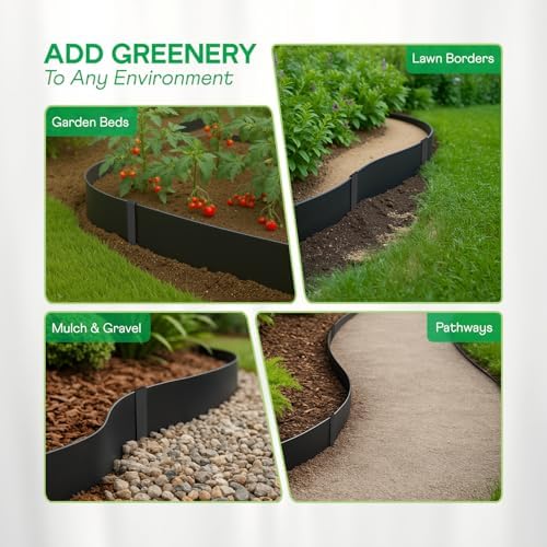IDZO Black Metal Landscape Edging 8" H, Weather-Resistant Steel Garden Border, Flexible Lawn Barrier, Easy Installation for Flower Beds, Paths, Driveways, and Outdoor Spaces - 6 Pieces - Image 5