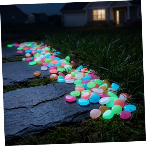COHEALI 500pcs Glow the Dark Landscaping Pebbles Resin Garden Decorative Stones Recharge in Sunlight, Easy to Use Glowing Yard Stones for Outdoor Landscaping and Pond Random Color - Image 7