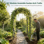 Miory Garden Arch Trellis for Climbing Plants Outdoor, 3.9x7.9ft Steel with PE Coating, Garden Archway for Vegetable, Vines, Wedding Arbor (Black) - Image 5