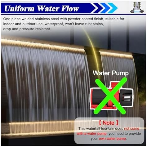 Pool Fountain Acrylic Waterfall Spillway Decorative Water Feature,Outdoor Pool Fountain & Pond Waterfall Spillway Kit - Wall Recessed Design for Front Yard, Fish Pond, Spa Decorations - 85c - Image 3