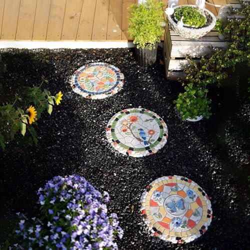 Kunovo Outdoor Garden Stepping Stone, Round Dimensional Pattern Walkway Step Stones Φ 13"", Multicolored Decorative Stone for Pathways/Lawns/Pond Areas (Style : Butterfly, Size : 2PCS), 58741 - Image 6