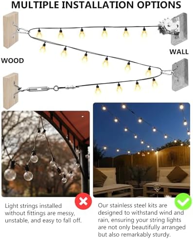DEFUNX String Light Hanging kit 164 Ft Cable and Winch 304 Stainless Steel - Image 3