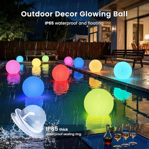 LOFTEK 8-inch Floating Pool Lights, Rechargeable LED Ball Light, Hangable - Image 3