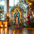 Our Lady of Guadalupe Acrylic Suncatcher Size 8 inches, Stained Glass Effect Window Hanging Ornament, Garden Decor, Gift for Mother's Day by XISZYS