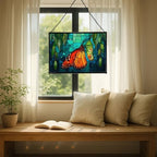 Butterfly Emerging from Chrysalis Rectangular Stained Glass Suncatcher – Hanging Window Panel with Animal & Nature Scene – Vibrant Glass Art Gift for Wildlife, Fantasy, Nature Lovers sx7j5L - Image 7