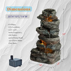 6-Tier Outdoor Cascading Stone Water Fountain, 35" H Freestanding LED Rock Waterfall with Natural Stone Appearance and Lights, Resin Water Feature for Garden Patio Yard Deck - Image 3