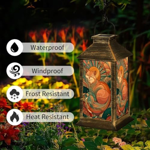 Solar Lantern Mid Century Modern Cat Outdoor Waterproof Garden Hanging Lantern Solar Powered Lighting Outside Solar Light for Patio Yard Camping, Gifts for Women Mom - Image 3