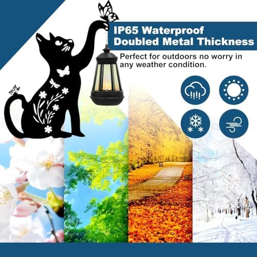 2 Pack Black Cat Solar Lights Outdoor Garden - Solar Lights Outdoor Garden Decor Stake with Butterfly Decorative Metal Housewarming Ornament for Yard Lawn Patio – Unique Gift Ideas for Mom - Image 5