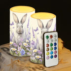 Daisy Battery Operated Candles with Timer Bunny Flameless Candles with Remote Easter Day Flickering LED Pillar Lights for Holiday Party Home Dining Table Decoration - Image 5