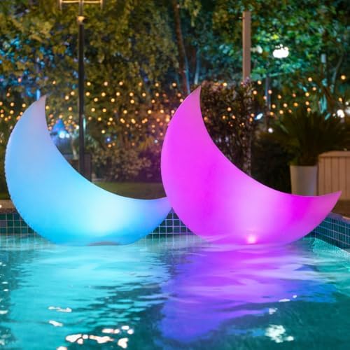 TIALLY Floating Pool Lights - Large Solar Powered Crescent Moons (2 Pack) by Tially