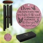 Personalized Mom Memorial Wind Chime – “Every Time You Listen to The Wind” Custom Names Tribute – Sympathy Gift for Loss of a Beloved Parent – Outdoor Remembrance Hanging Windchime for Loving Memory by AlpadilCo