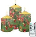 Cozeyat Flameless Candles with Remote Christmas Lights Bowknot Tree Design Electric LED Candles for Indoor Outdoor Christmas Decor Flickering Pillar Tea Lights Battery Operated by Cozeyat