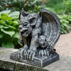 OLOMA Concrete Gargoyle Statue Handmade Outdoor Garden Decor Gothic Stone Monster Sculpture Fantasy Demon Cement Figurine Yard Patio Lawn Decoration Ornament Mythical Creature Gift - Image 3