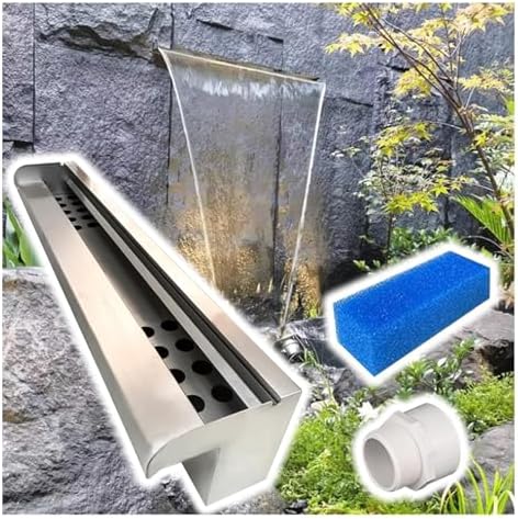 15 Inch Recessed Pool Fountain Kit with Wall-Mounted Spout, Rust-Resistant Waterfall Spillway for Garden Pond Decor, Energy Efficient Pump & Calming Outdoor Water Feature by UFAGFDA