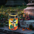 Poceacles Cross Outdoor Lights Solar Powered Flameless Candle Cemetery Votive Candles Waterproof Outdoor Memorial Candle Solar Stake Lights for Grave Cemetery, Gothic Wings Cross Colorful, Pack of 4 - Image 3