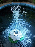 Solar Fountain Pump with 4400mA Battery Backup,Pond Pumps,Solar Bird Bath, Lily Pads for Ponds,8.5W Solar Panel,Pond Plants，Water Garden (White) - Image 4