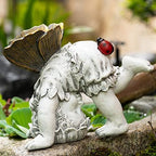 Suyorpe Solar Fairy Garden Statue Decor - Gifts for Women Mom Mother's Day, Angel Boy Resin Figurine Waterproof Home Decoration with Ladybug LED Lights for Outdoor Balcony Lawn Yard Patio by Suyorpe