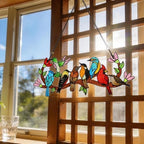 Huray Rayho Stained Glass Window Hanging Birds On Branch Sun Catcher Decor - Image 2