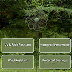 Red Carpet Studios Windspinner Garden Decor Metal Wind Spinner Yard Art with Weather Resistant Steel Stake, Stands 86" Tall, Verdi Gris Floral - Image 5