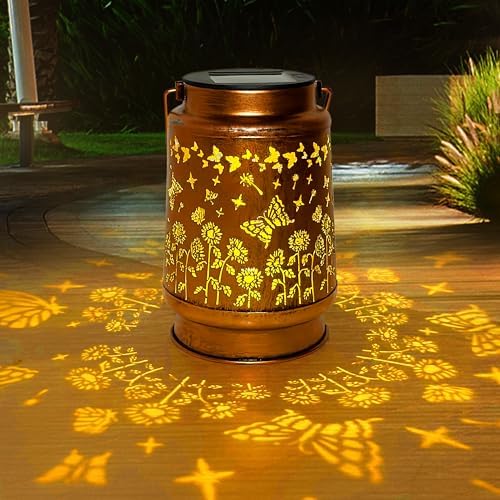ANYTALK Butterfly Solar Lantern Lights, Outdoor Lanterns Garden Decor, Hanging Solar Lantern for Backyard Porch Patio Table Yard Balcony Lawn Pathway, Gifts for Women Grandma Mom by ANYTALK