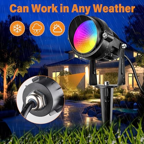 Halloween RGBW Low Voltage Landscape Lights, 16 Color Changing Outdoor Landscape Lighting with Remote Control IP67 Waterproof 12V 24V Landscape Spotlights for Garden Pathway Yard Christmas (2 Pack) - Image 5