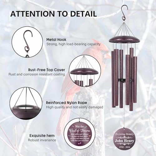 ASTARIN Large Memorial Wind Chimes for Loss of Lover30/36/45inch, Personalized Sympathy Gift Dragonfly Wind Chime, Condolence Gifts for Funeral Loss of Mom Dad - Image 4