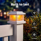 JOFIOS Flickering Flame Solar Post Cap Lights Outdoor, White Post Lights with 3 Color Temperature, Fits 3.5" 4" 4.5" 5" Wood/Vinyl Posts, IP64 Waterproof Fence Deck Lights for Garden Patio Yard 6 Pack - Image 4